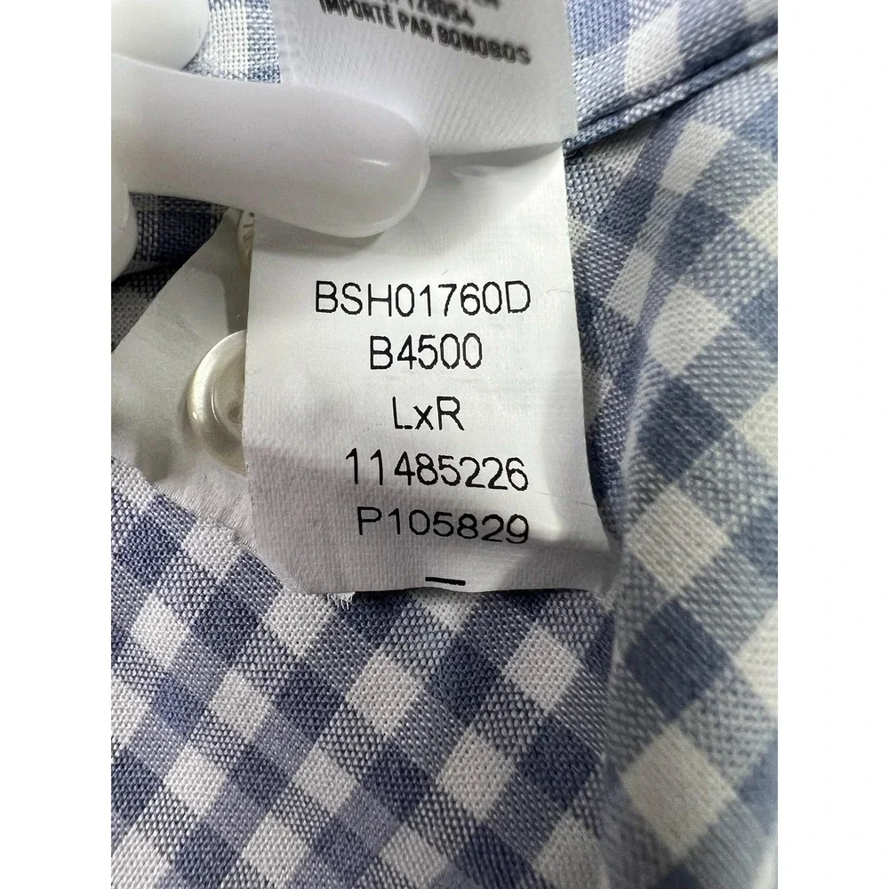 Bonobos Shirt Mens Large Blue Check Standard Fit Stretch Long Sleeve Button Down - Picture 5 of 7